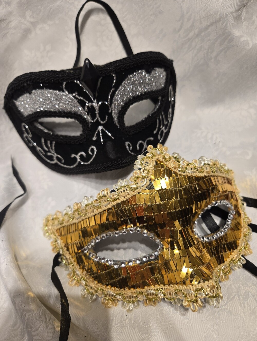 Elegant Black and Gold Masquerade Masks Set - Party & Costume Accessory